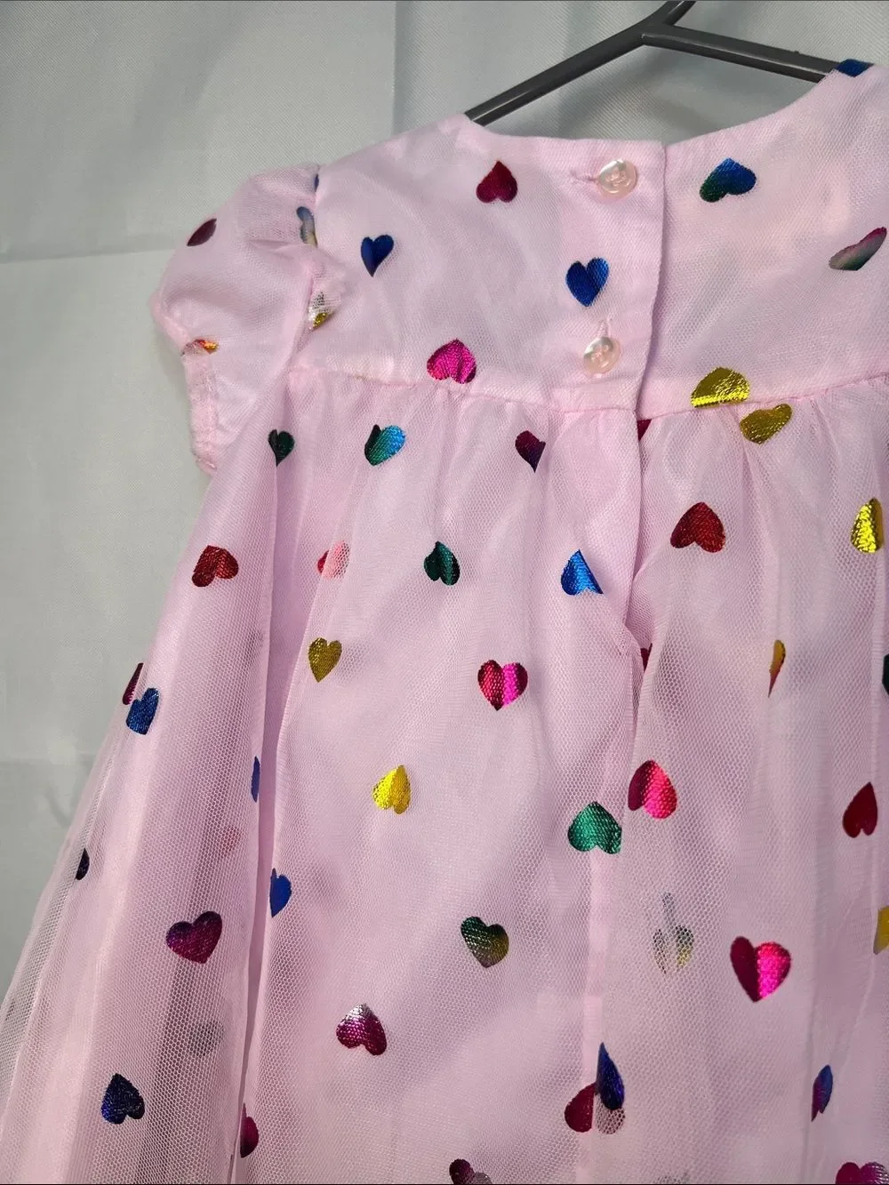 Mia & Mimi pink Tulle party dress with heart accents size 12 months like new!